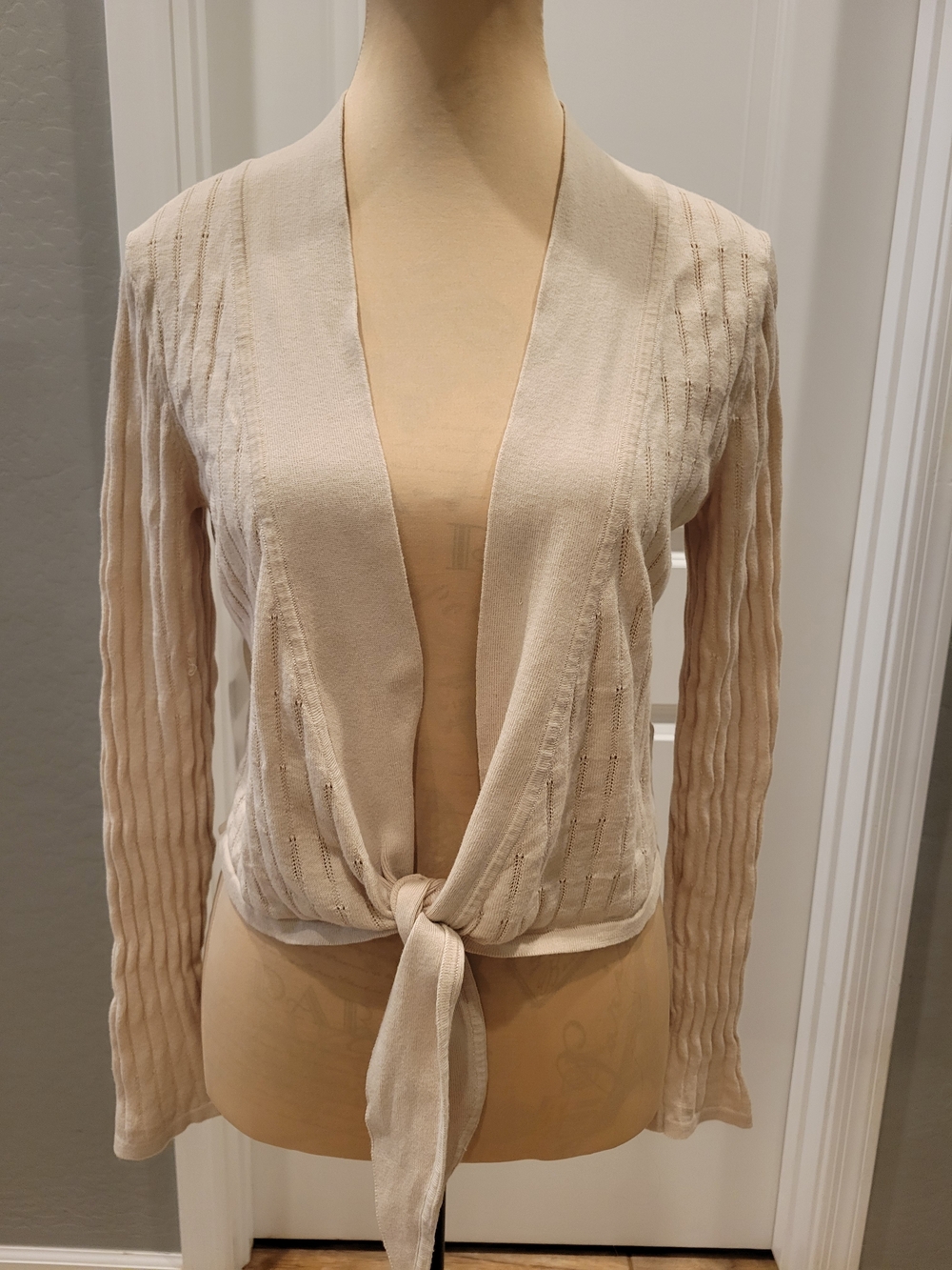 Tommy Hilfiger Cream Tie-Front Lightweight Cardigan